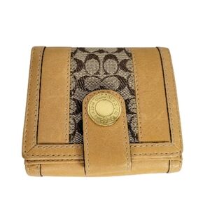 Coach Women's Genuine Leather Tan Brown Bifold Wallet